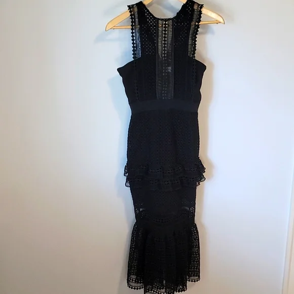 Self Protrait Black Lace Midi Dress - Picture 2 of 9